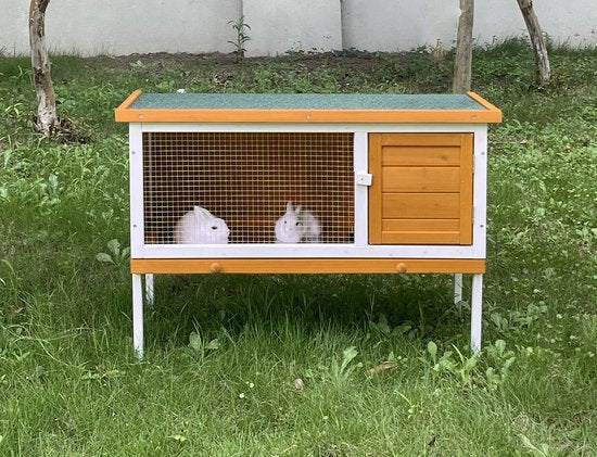 Konijnenhok - hok voor knaagdieren konijn cavia - kooi voor dieren - dierenverblijf - geschikt voor binnen en buiten