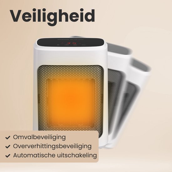 Auronic Ventilatorkachel Digitaal - Keramische Kachel - Draagbaar - 2000W Heater - Wit