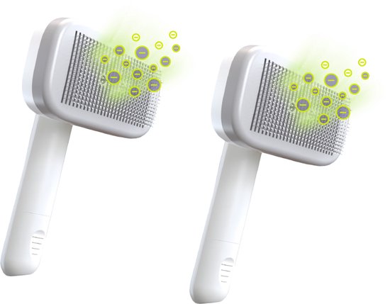 PiddiPet IonBrush Ionische Dierenhaarborstel – Zelfreinigend & Batterij-Powered – Vachtverzorging voor Honden & Katten – Minder Statische Lading, Glanzende Vacht – 2-pack
