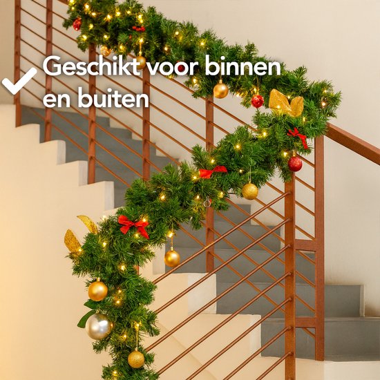 Nordlandia guirlande met verlichting - Timer - Kerstversiering - 270 cm - Kerstslinger - Kerstdecoratie - 35 LED - Stekker