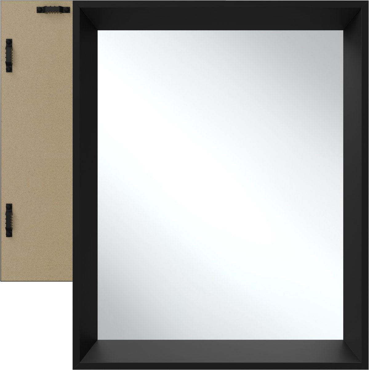 tectake® Wandspiegel Elina - 40,6 x 50,8 cm - Zwart - Rechthoekig Kunststoflijst