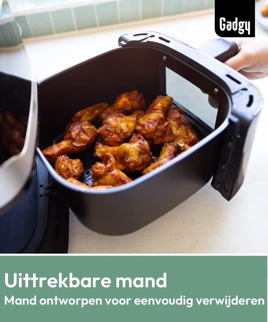 Gadgy Airfryer 5L met Kijkvenster – 1400W – Digitale Heteluchtfriteuse – 7 Voorgeprogrammeerde Programma’s – Touchscreen – Tot 200°C – Gezond Frituren Zonder Olie