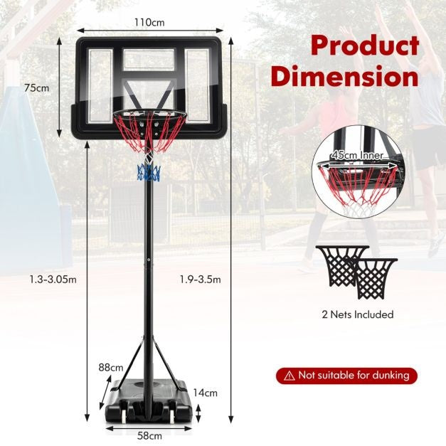 Coast Basketbalstandaard - 130 - 305 cm - Hoogte verstelbaar