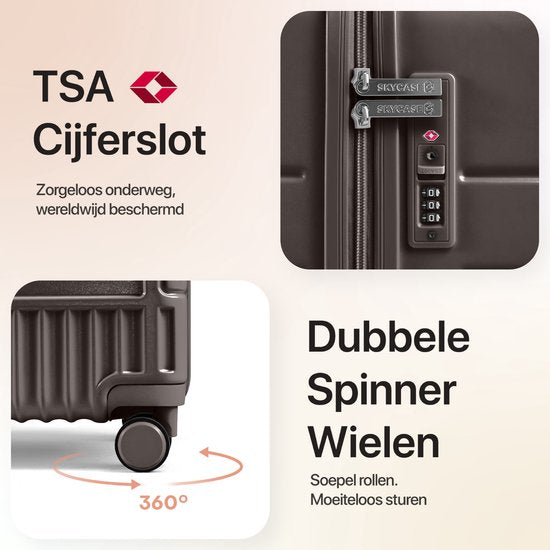 SKYCASES Trunk Reiskoffer – Classic Heritage – Extra Grote Koffer – 110L – TSA Slot – Lichtgewicht Trolley – 78x44x36 cm – Trunk Rolkoffer – Spinner Wielen – Bruin