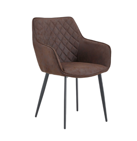 Multifurn Elin Eetkamerstoelen - Set van 2 - Microleder - 59 x 44 x 82 cm - Bruin