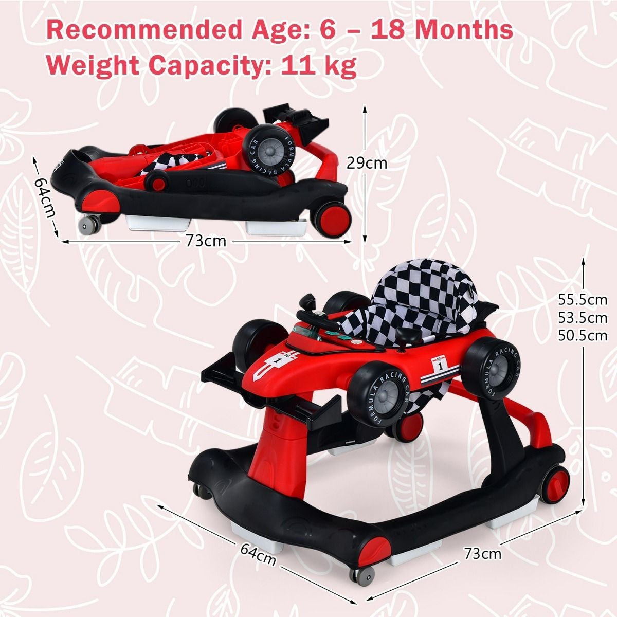 Coast Loopwagen - 4-in-1 - Max. 15 - Rood / Zwart