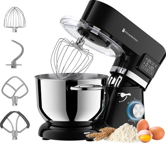 KitchenBrothers Keukenmachine KB790 - Display en Timer - 6L - 1400W - Zwart