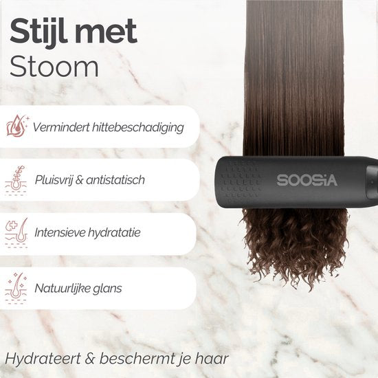 Soosia SteamStyler – Stoom Stijltang & Krultang – Stoomtechnologie – Instelbaar 100°C tot 230°C