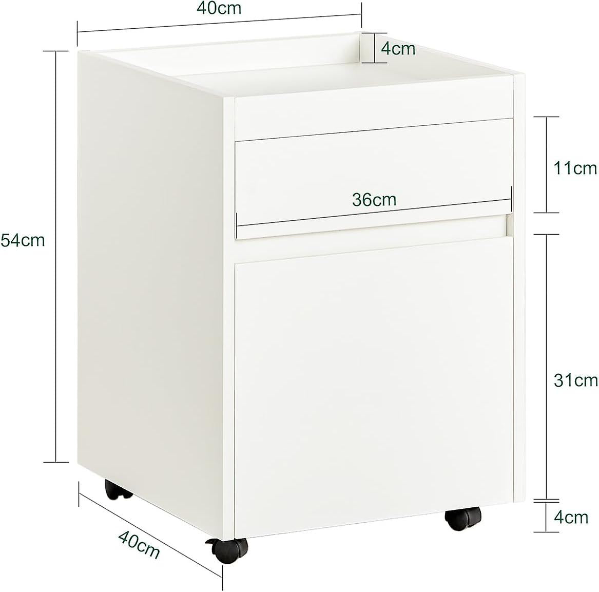 SoBuy Bijzettafel op wieltjes - Max. 25KG - Wit - 40 x 40 x 54 cm