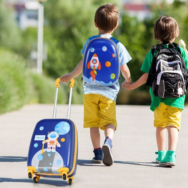 Coast Kinderkofferset 2-delig Kindertrolley + Rugzak Astronaut Donkerblauw