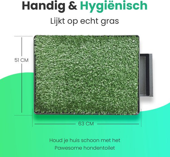 Pawesome - Hondentoilet kunstgras - Toilet voor honden met grasmat - Puppy Pads - Training Pads - Outdoor toilet - Zindelijkheidstraining - Inclusief 2 grasmatten