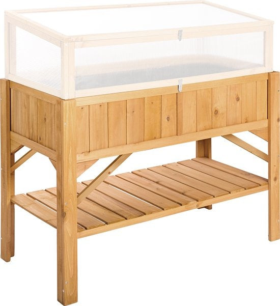 tectake® - Hoge plantenbak met legplank - Kweekbak - Stekjesbak - 119x53x90cm - 403232