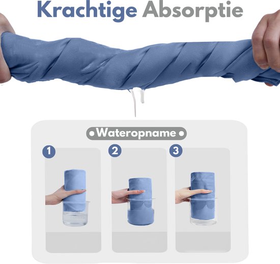 VAIVE Microvezel handdoek - Strandlaken 100x200 - Badlaken - Reishanddoek Sneldrogend - Blauw