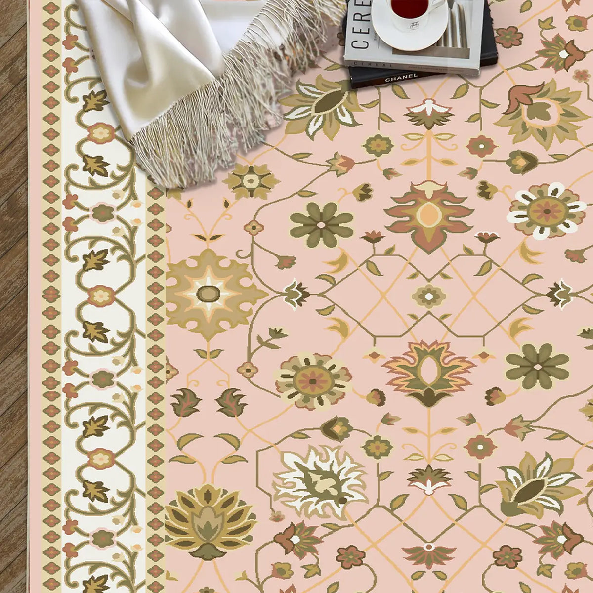 WhereHike Vloerkleed - Multicolour - Vintage Bloemenpatroon - Wasbaar - Antislip - Polyester - 183 x 274 cm