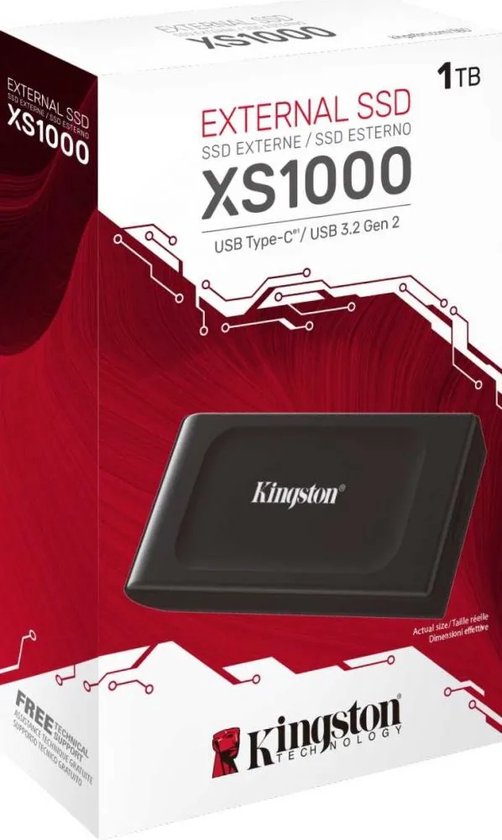 Kingston XS1000 Serie - Externe SSD - 1TB - Snelle Overdracht - USB-C