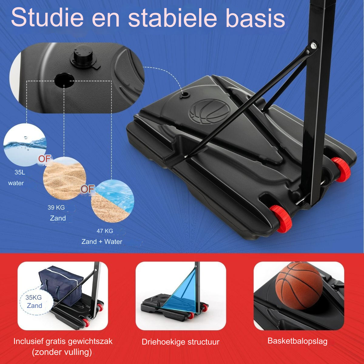 Coast Basketbalring Met Standaard - In Hoogte Verstelbaar - 228-265 cm