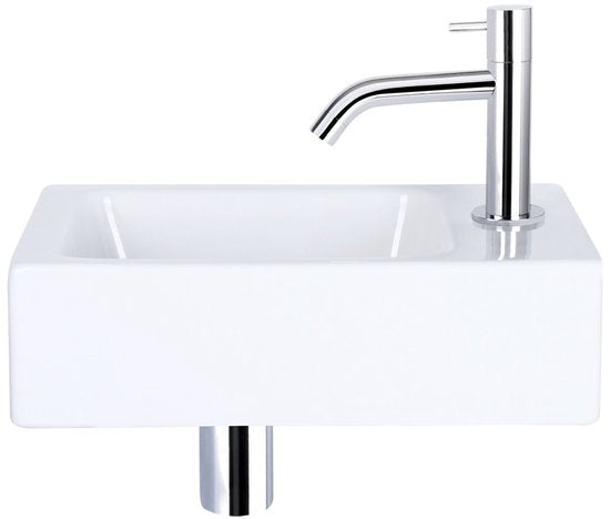 Differnz Hura L Fonteinset - Toiletfontein van Keramiek - Geschikt voor Warm en Koud Water - Kleur Wit - Ideaal voor Toilet of Badkamer - Afmetingen 40 x 22 x 11,5 cm - Gewicht 6000 Gram