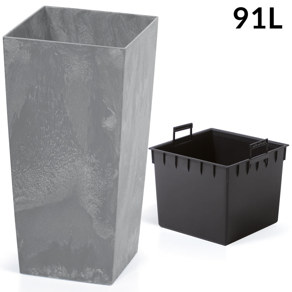 Prosperplast Bloempot Beton Design 91L Antraciet, 40 x 40 x 75 cm