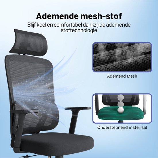 GAME HERO® Ergo G1 Ergonomische Bureaustoel - Bureaustoel voor Volwassenen - 150KG - Zwart