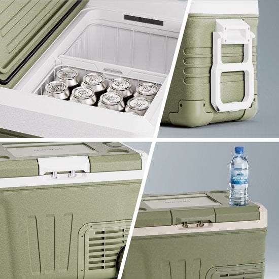 Auronic Elektrische Koelbox - Compressor - 35L - 12V en 240 volt - Camping Koelkast - Frigobox Auto - Met Wielen en Hendel - Groen