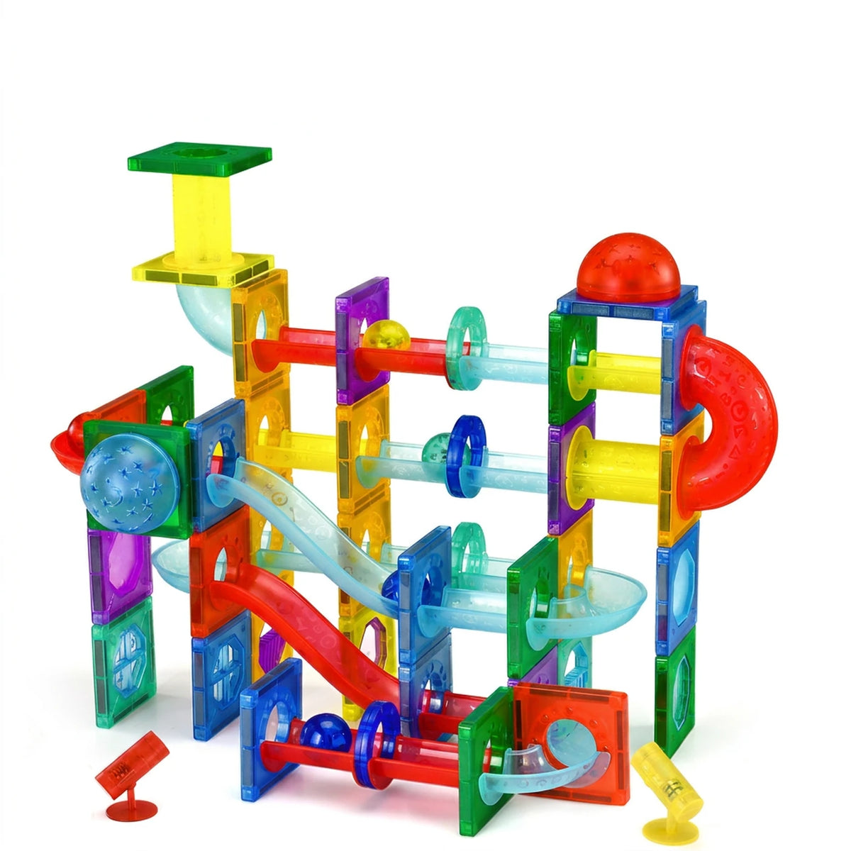 Tokky 3D Magnetische Bouwblokken 110 Stuks - Transparant - LED, Knikkerbaan, STEM, vanaf 5 Jaar