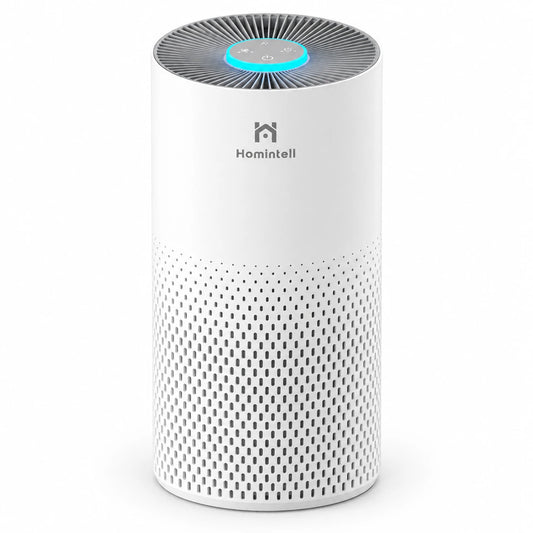 Homintell Kilo Luchtreiniger - HEPA H11 & Actieve Kool - 130 m³/u - 16 m² - 3 Snelheden - PM2.5 Sensor - Touchbediening - 195 × 195 × 388 mm