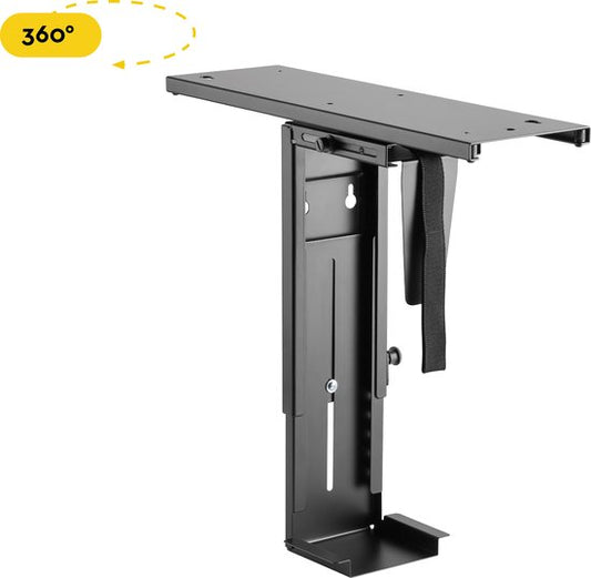 BRASQ Universele CPU Houder Zwart - Verstelbare CPU-standaard - Kabelmanagement - 360 graden draaibaar - Draagkracht 10 KG