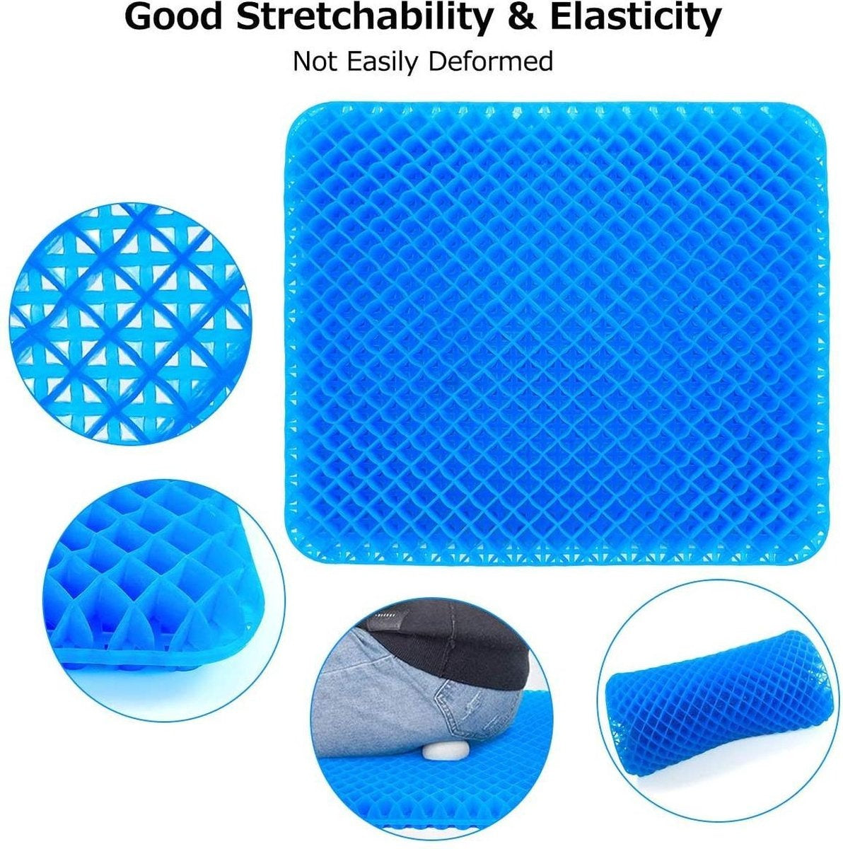 Fuegobird Gelkussen - Ergonomisch kussen - Zitkussen orthopedisch - Dubbellaagse honingraatstructuur - Met Kussenhoes - Blauw