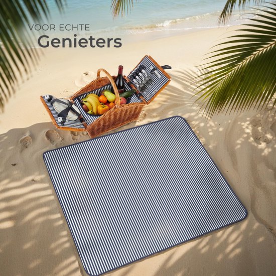 tectake® complete Picknickmand Set Vlieland - Luxe 23-delige Picknick set voor 4 personen - Rieten Picknick Mand met Picknickkleed - Inclusief Koelvak, Set met Borden, Kunststof Wijnglazen en Roestvrijstalen Bestek