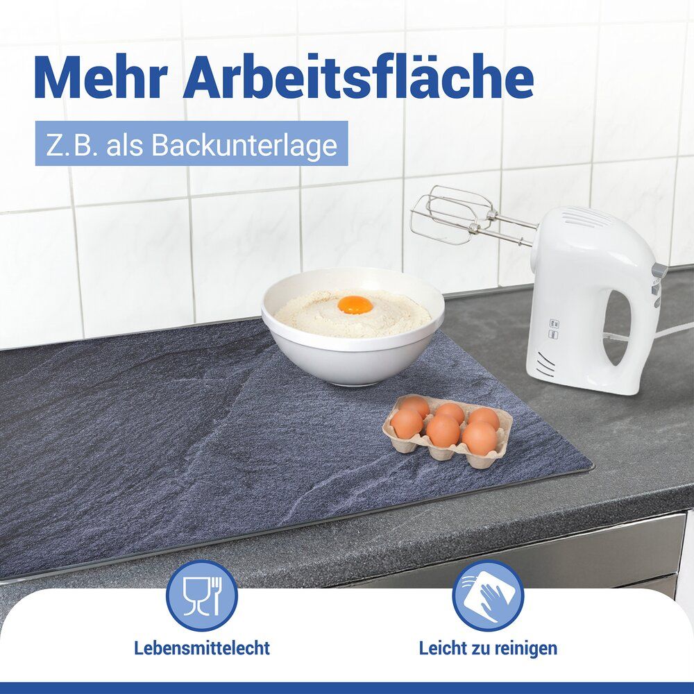 WENKO Afdekmat Kookplaat Leisteenlook - 60 x 52 cm - Hittebestendig PVC