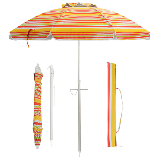Coast Strandparasol Rood / Geel - Ø182 x 213 cm - Kantelbaar - Met draagtas
