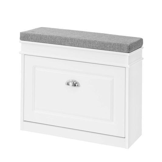 SoBuy FSR82-K-W Schoenbank Schoenenkast Met Gecapitonneerde Zitting En Bekleding Schoenbank