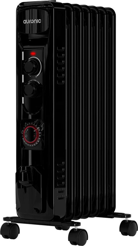 Auronic Olieradiator - Elektrische kachel - Thermostaat - Timer - 3 Standen - tot 1500W Heater - Zwart