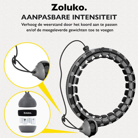 Zoluko Hoelahoep XXL - 130 cm Omtrek - Hula Hoop - Hoepel - Hoelahoep Fitness - Hula Hoop Fitness - Fitness Hoepel - Weighted Hula Hoop - Weight Hoop - Hoelahoep met Gewicht - Hoelahoep Volwassenen - Hoepel Fitness - Body Hoop - Zwart