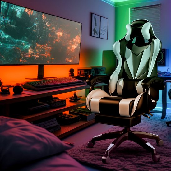 Bayt Gamestoel - Gaming stoel - Gamingstoel - Comfort gamer stoel - Zwart en Lichtblauw