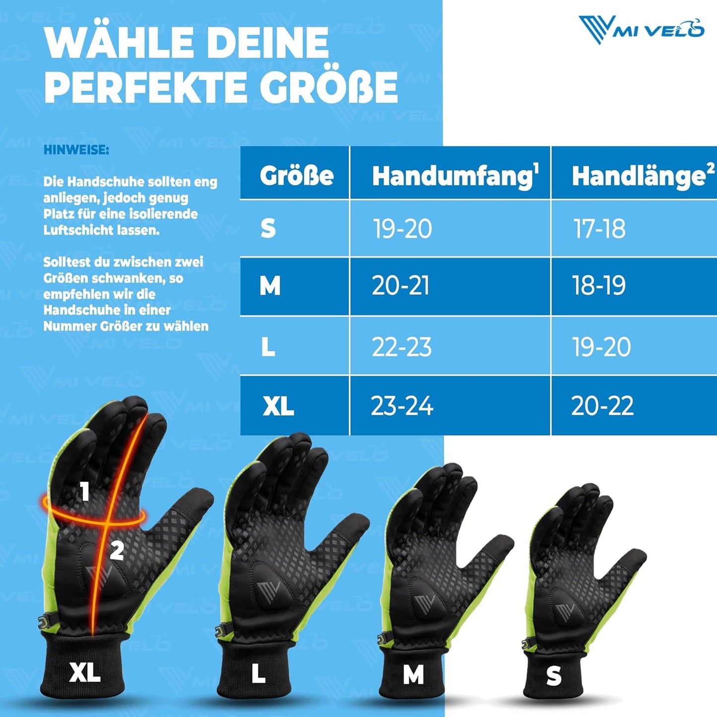 MIVELO Fietshandschoenen VELORIDER - Wind- en Waterdicht - Stevige Grip - Geel - Maat L