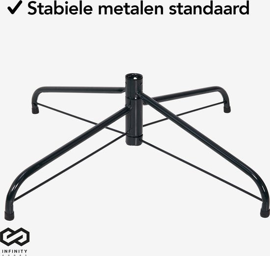 Infinity Goods Kunstkerstboom Met LED Verlichting - 240 cm - Realistische Kunststof Kerstboom - Metalen Standaard - Groen