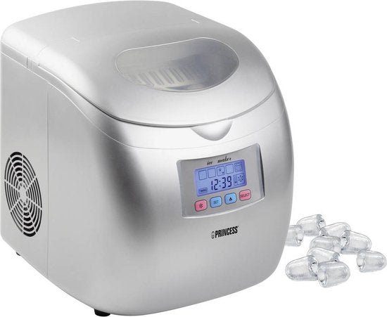 Princess Ice Cube Maker 283069 - IJsblokjesmaker - 2,8 liter - Zilver - 120W - 9 blokjes in 6 minuten - Zelfreinigingsfunctie - Met IJsschep - IJsblokjesmachine - IJsklontjes maker