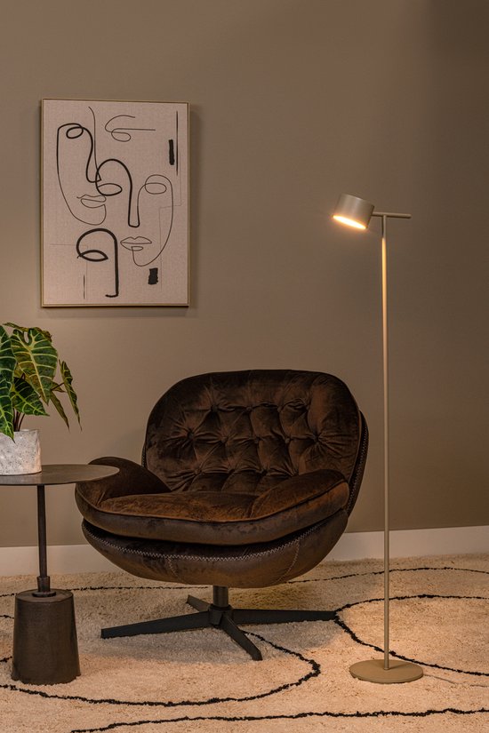 Lucide GIAN - Vloerlamp - LED Dimbaar - 1x9W 2700K - Taupe