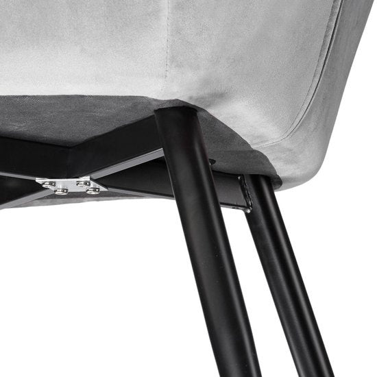 tectake® - Stoel - eetkamerstoel - Marilyn fluweellook zwart / grijs - 403659