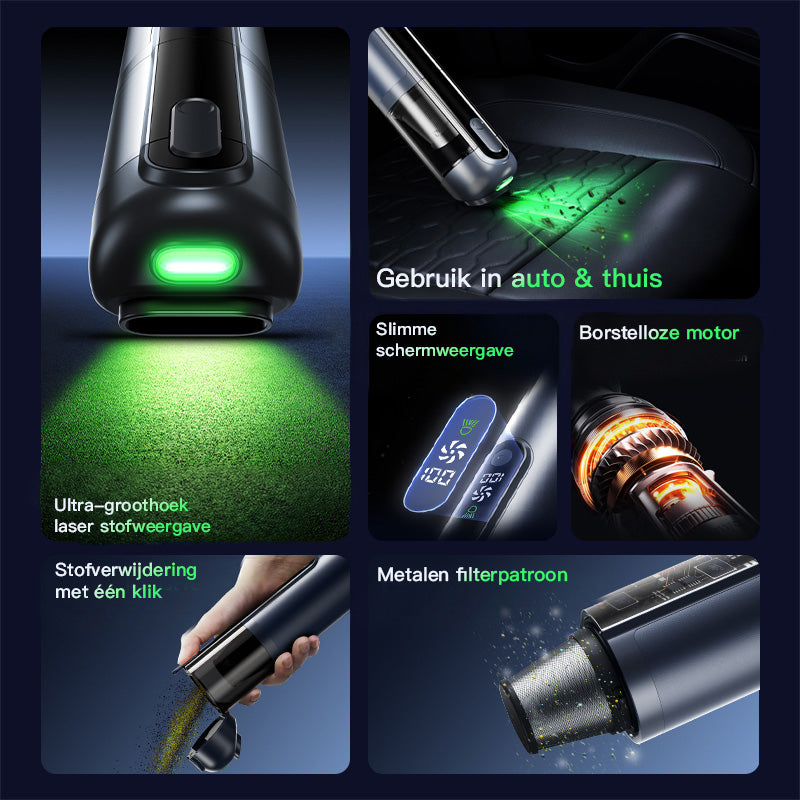 EasyWox Q808 draadloze autostofzuiger - 16500 Pa - grijs