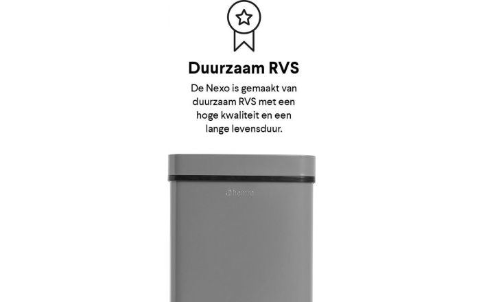 Homra Prullenbak – Automatische deksel & 3 vakken – 72L (2x12L + 48L) – 31,5 x 42 x 82,5 cm – Grijs