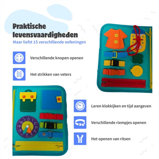 MontiPlay® Montessori Speelgoed - Sensorisch Speelgoed - Activiteitenbord - Busy Board - Montessori voor thuis - Educatief - Sensomotorisch Speelgoed - Groen