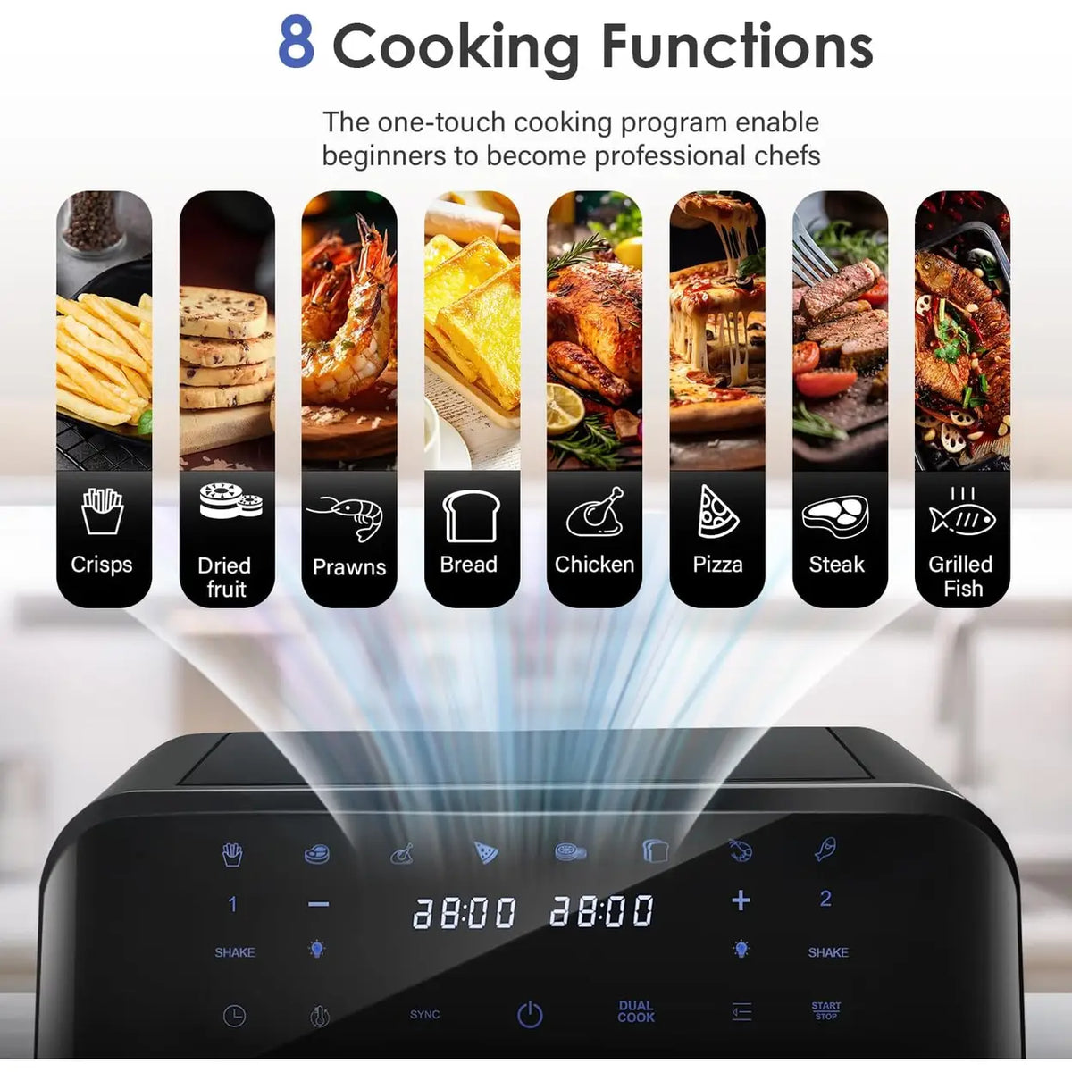 Oyajia Dual-Zone Airfryer met Onafhankelijke Temperatuurregeling - Digitaal Touchscreen - 4.5 L - Zwart