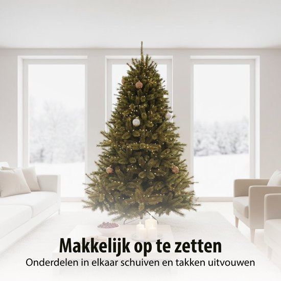 Triumph Tree Forest Frosted Kerstboom H155 cm - Kerstversiering voor Binnen met Frosted Naalden - Kunstboom Rond met Insteekconstructie en Kliksysteem - Ø119 cm - Groen