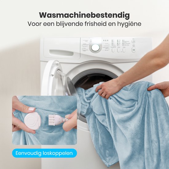 Auronic Elektrische Deken - 200x180cm - Warmtedeken - 2 Persoons - Sherpa Fleece - 9 Hitte en Timerstanden - Bovendeken - Verwarmingsdeken - Lichtblauw