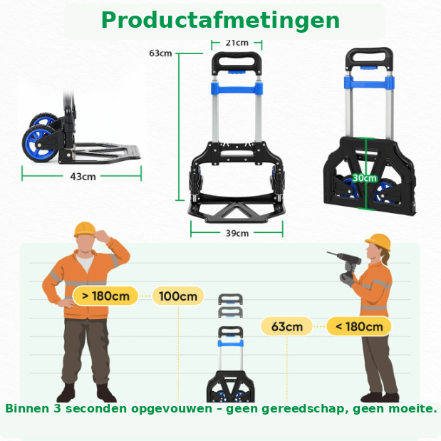Sekey Inklapbare Steekwagen Aluminium - 80kg Draagvermogen - 3,5kg