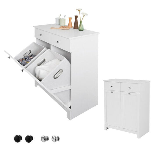 SoBuy BZR33-W Badkamerkast - Met 2 Wasmanden - Met 2 Laden - Wit - 78x90x38 cm