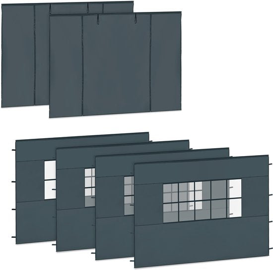 VONROC Zijwanden Set - 6x3M – 6 stuks - Voor 2 x Premium Partytent PT501XX | Grijs