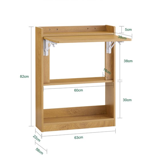 SoBuy FWT92-N Opvouwbaar Bureau - Houtcomposiet, 63x82x20cm